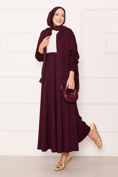 EBRUTESETTÜR Zippered Bomber Jacket Skirt Set