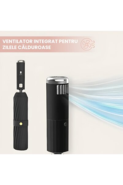 Full Abundance Umbrelă pliabilă cu ventilator integrat, protecție UV, USB C, ...