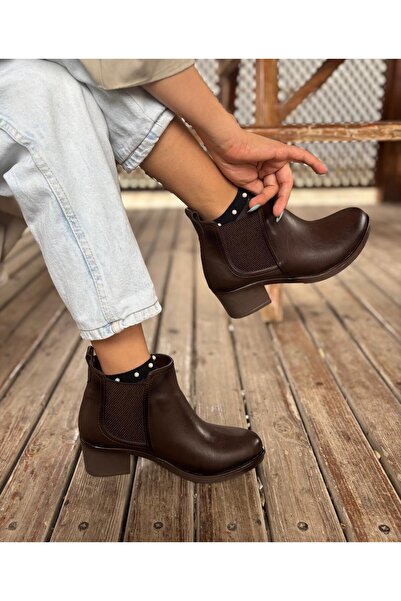 HCO Γυναικείες μπότες με κοντό τακούνι με λεπτομέρεια από καουτσούκ