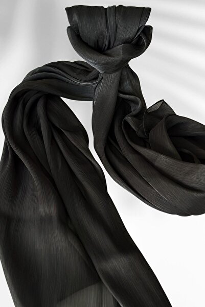 Esilanur Saten Dokulu Janjan Abiye Şal 75x180cm Siyah