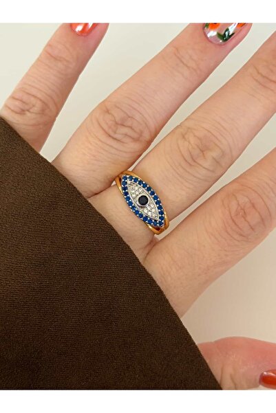 CHARMLUCKY Dark Blue Eye Ring