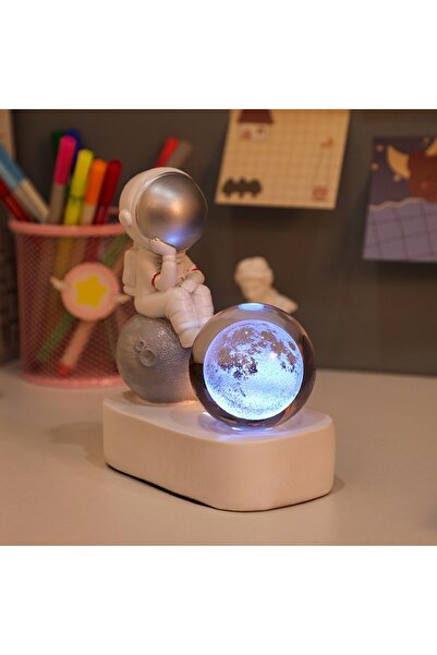 nesever store Beyaz Ayda Astronot Masa Lambası, 12x11, Sürpriz Hediye ile güzel ışık sağlar