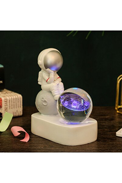 nesever store Beyaz Ayda Astronot Masa Lambası, 12x11, Sürpriz Hediye ile güzel ışık sağlar