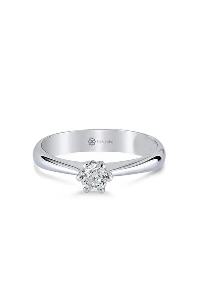 Pırlandia Altı Tırnaklı Tektaş D Renk 0.30 Karat HRD Sertifikalı Pırlanta Yüzük