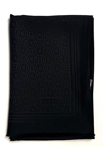 Vakko Jacquard Silk Special Series Monogram Shawl 41364-Black