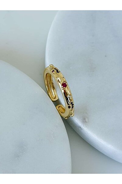 CHARMLUCKY MOR-PEMBE TAŞLI YÜZÜK