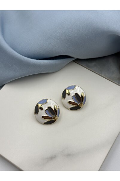 Unzilee الأزرق المينا زهرة أحسب تصميم الأقراط