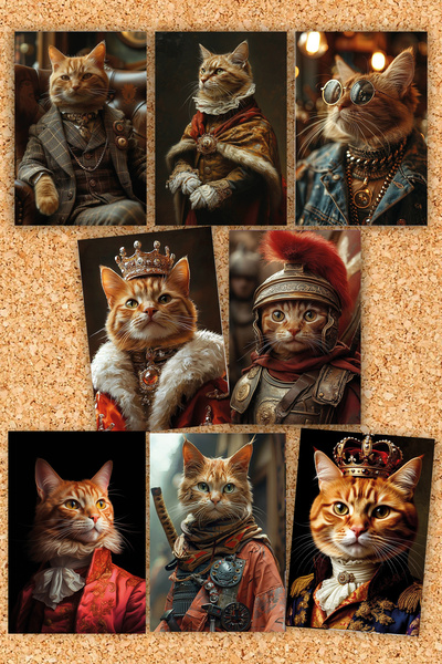 Pankart Evi 8 Pieces Royal Sarman Board Photo Card Set - Fun Orange Cat