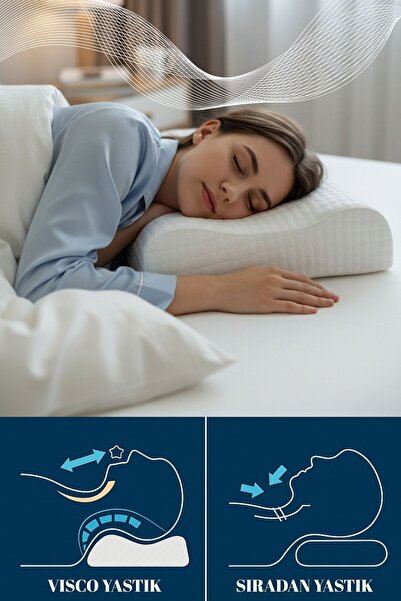 BYENS Orthopedic Visco Pillow Neck Pillow Supported Straightening Pain Herniated Disc for Beauty 60X40X12Cm