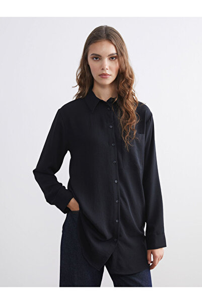 LC Waikiki Black Pocket Detailed Women's Shirt Tunic