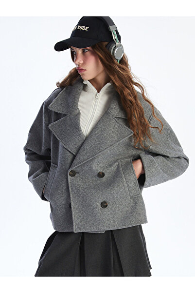 LC Waikiki Kruvaze Yaka Kadın Kaşe Ceket (W5)