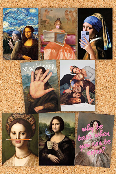 Pankart Evi مجموعة بطاقات لوحات كلاسيكية مضحكة مكونة من 8 قطع - دالي، فريدا، ...