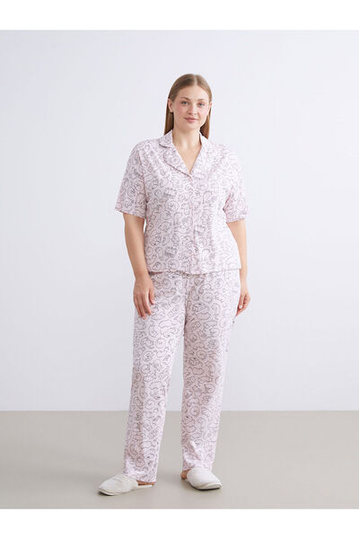 LC Waikiki Gömlek Yaka Baskılı Kadın Pijama Takımı