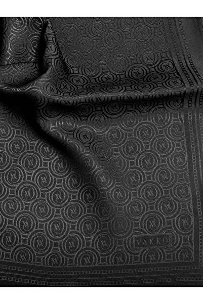 Vakko Jacquard Silk Special Series Monogram Shawl 41364-Black
