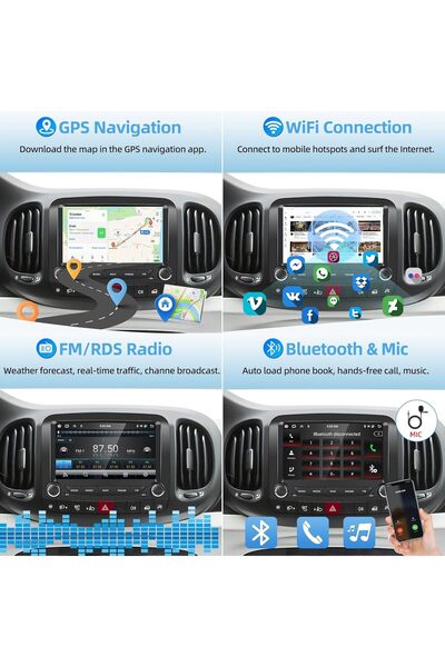 podofo Navigatie dedicata Fiat 500L 2012-2017 A-500L 2+16 GB Android Waze USB Navigatie Internet Youtube Ra