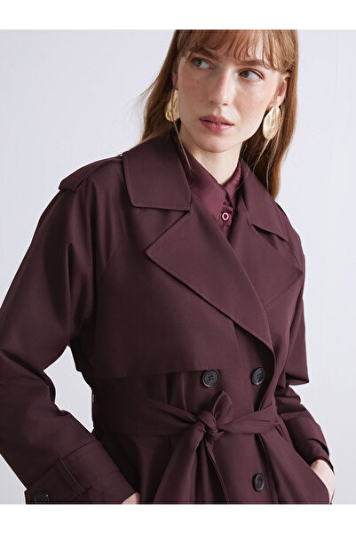 LC Waikiki Mürdüm Ceket Yaka Kadın Trençkot