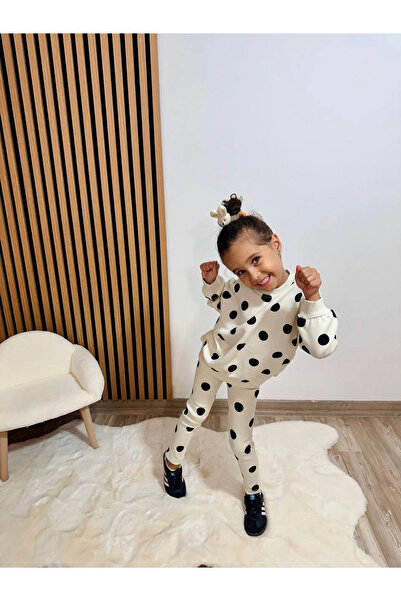 Kidmark Çocuk Modası Girls' Polka Dot Leggings 100% Cotton Bottom Top Set