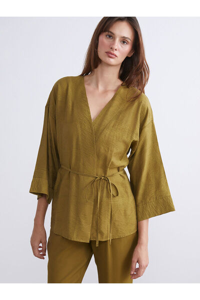 LC Waikiki Shawl Collar Textured Women's Kimono