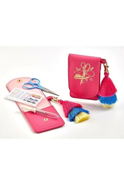 balım hobi evi مجموعة خياطة السفر متعددة الأغراض مع حقيبة وردية