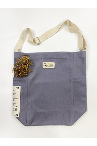 KOSTEBAG Dream Gri 345gr Gabardin Kumaş 24×34×14cm Tam Körüklü Bez Çanta