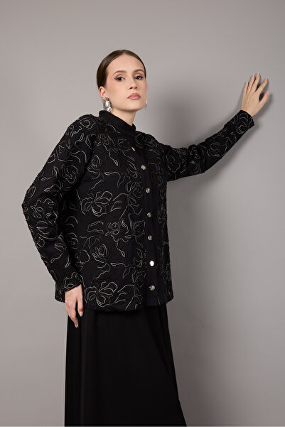 esrastyle Mısra Çelik İnterlok Nakışlı Ceket