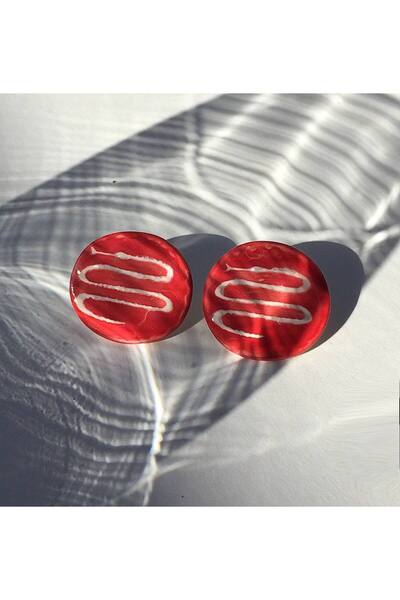 Rapoolin accessories El Yapımı Seramik yılan desenli el çizimi Küpe - Seramik...