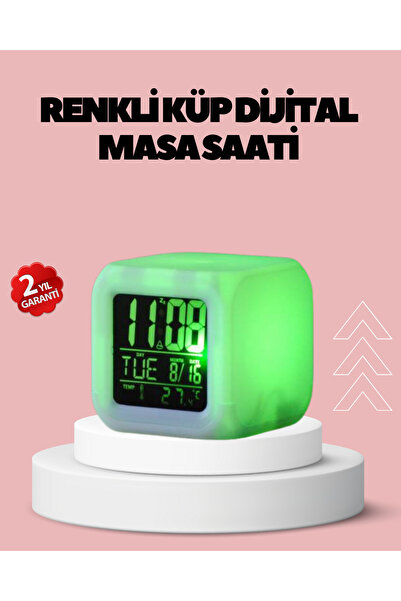 Kanonik Education Color Changing Led Digital Cube Clock with Stopwatch and Ca...