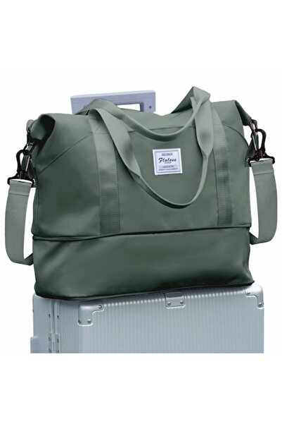 OEM Expandable waterproof travel bag, wet/dry compartment, 35L, green