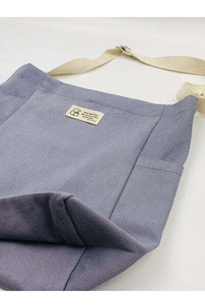 KOSTEBAG Dream Gri 345gr Gabardin Kumaş 24×34×14cm Tam Körüklü Bez Çanta