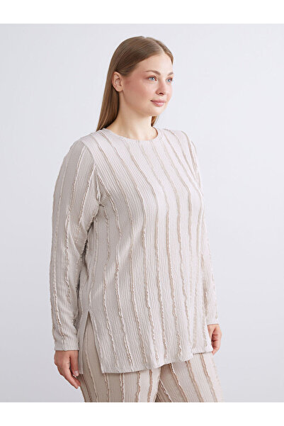 LC Waikiki Gray Crew Neck Textured Women's Tunic