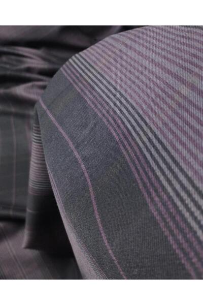 Kumaş Parça Mor Kahve Renklerde Ekoseli Gabardin En: 150