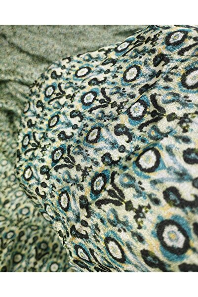 Kumaş Parça Satin crepon verde crem galben (lățime 140 cm x lungime 250 cm)