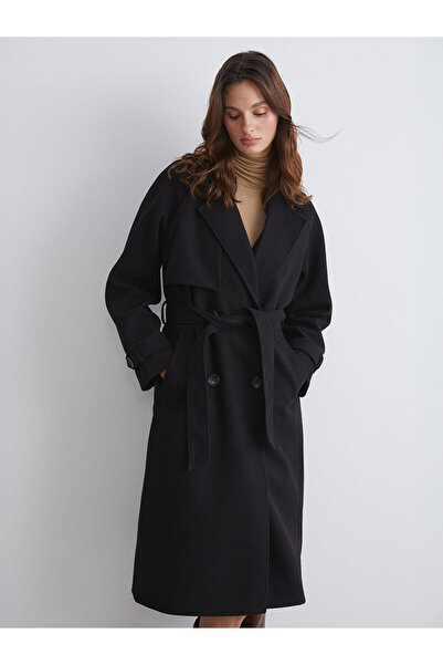 LC Waikiki Ceket Yaka Oversize Kadın Kaşe Kaban
