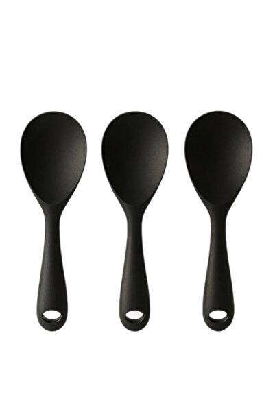 HZL HOME 3 Pieces Black Pilav Spoon Heat Resistant - Non-Scratching 22 cm