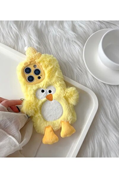 Paw Butik Peluş Civciv Tasarımlı Telefon Kılıfı – Sadece iPhone 11 Pro Max Uyumlu