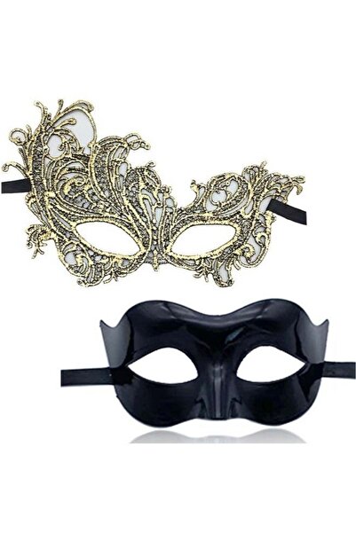 Generic قناع تنكري من قطعتين للأزواج، قناع نصف وجه للحفلات التنكرية