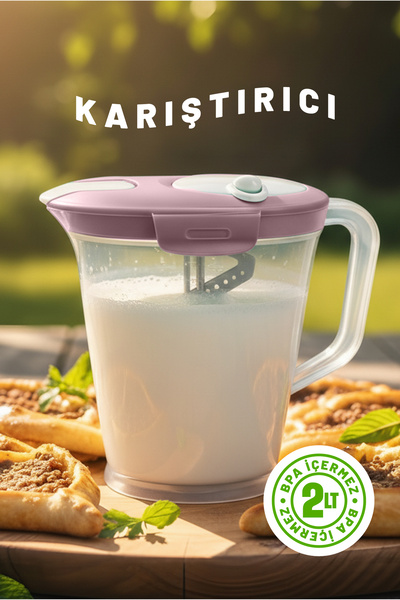 EVİONA BPA Free Mikserli Maxi Sürahi 2 L – Ayran, Tatlı Hamuru ve İçecek Karı...