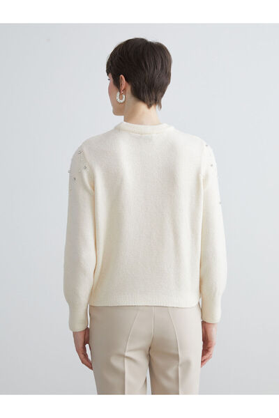 LC Waikiki İzr Yeni Sezon Bisiklet Yaka Taşlı Kadın Triko Kazak