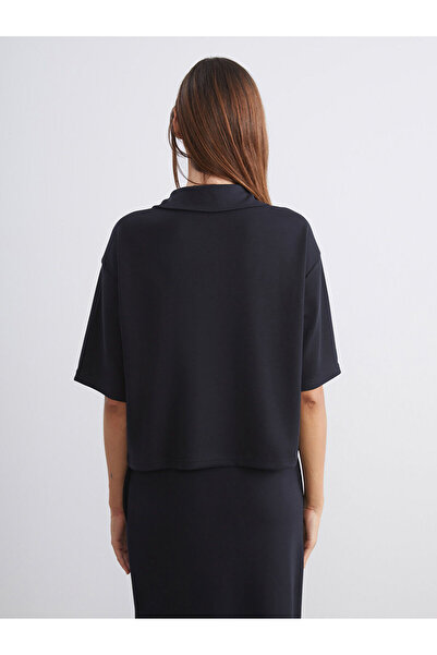 LC Waikiki Γυναικείο μπλουζάκι Soulife μαύρο με λαιμόκοψη πόλο