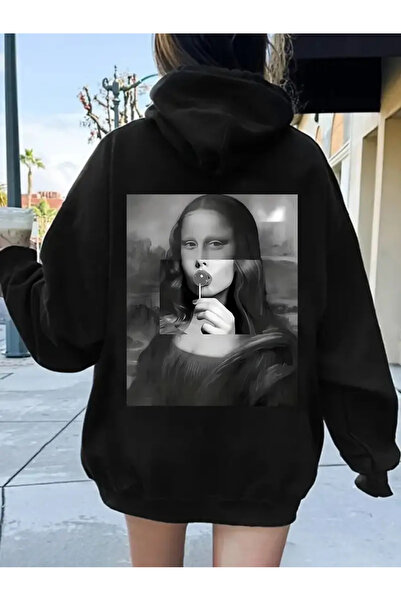 Gofeel Mona Lisa Black Hat Printed Sweatshirt