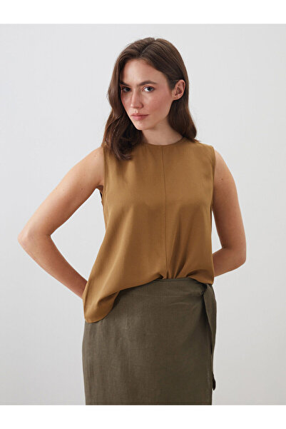 LC Waikiki Peak New Season Crew Neck Linen Blend Blouse