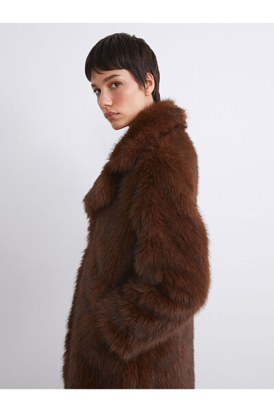 LC Waikiki Lcw Vision Brown Jacket Collar Women's Fur Coat