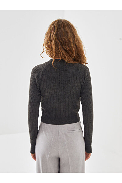 LC Waikiki Lc Waikikianthracite Half Turtleneck Textured Women's Knitwear Sweater