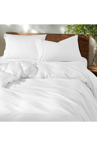 mihriban Hotel Type Plain White Ranforce King Size Duvet Cover | Quilt Cover | Mattress with Zipper 240X260 cm