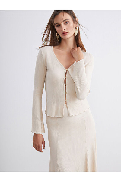 LC Waikiki V-Neck Textured Women's Cardigan