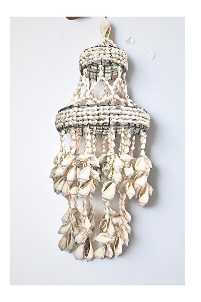 Home Deniz Kabuğu Makrome Avize , Bahçe Balkon Tavan Süsü , 40 cm