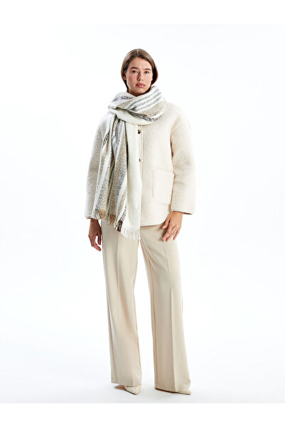 LC Waikiki Eșarfă de damă cu franjuri în dungi ecru