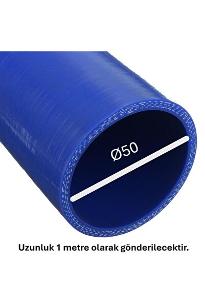 OTOVADİM 50x1000 Silikon Düz Metrelik Hortum Çap 50 Uzunluk 1 Metre Mavi