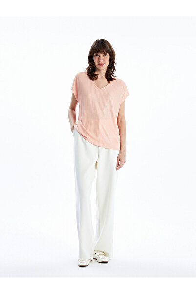 LC Waikiki Lcwaikiki Classic V-Neck Shiny Look Women's T-Shirt