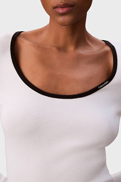 Calvin Klein Pamuklu Slim Fit Bisiklet Yaka Fitilli Kazak LV044D360GUB1 KAZAK LV044D360G UB1